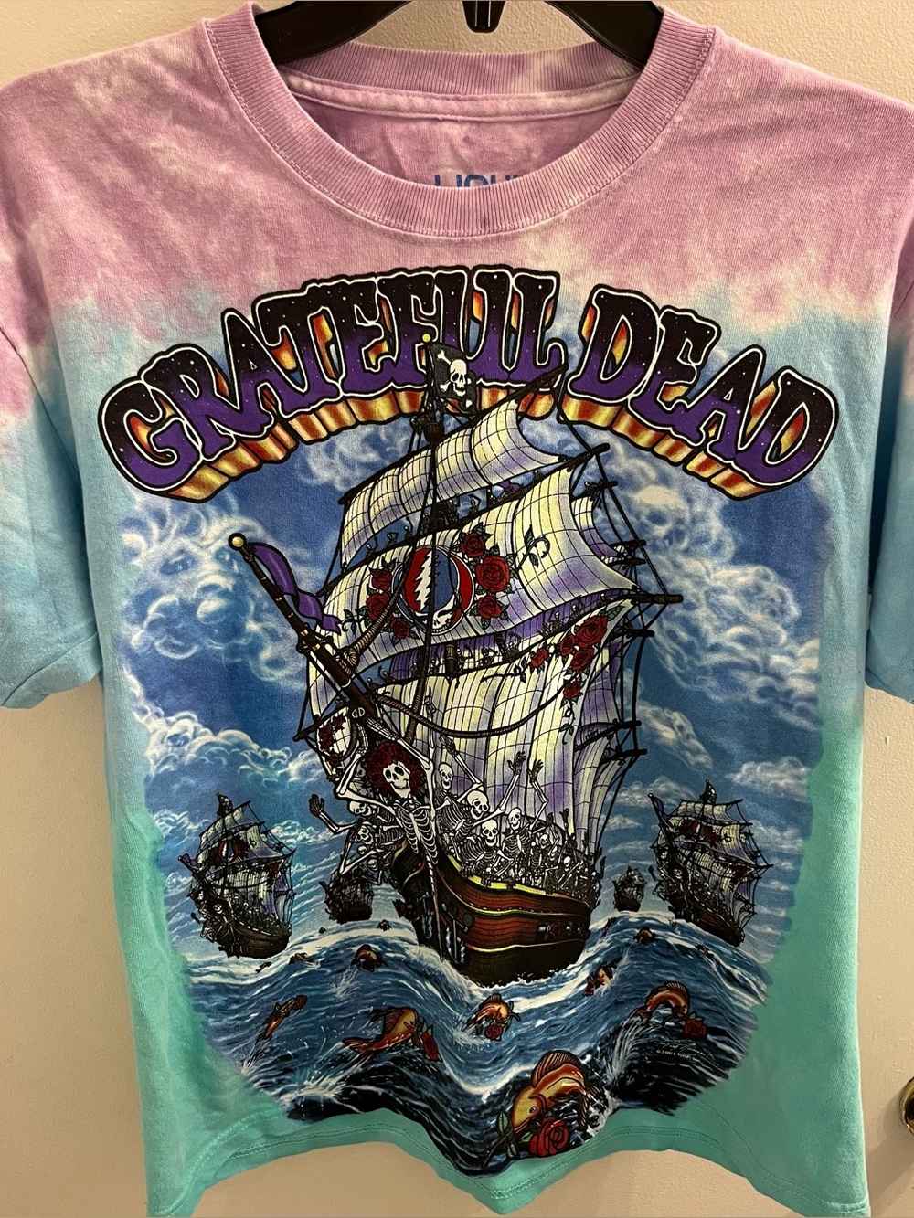 Liquid Blue Tie Dye Grateful Dead Graphic Tee Size S